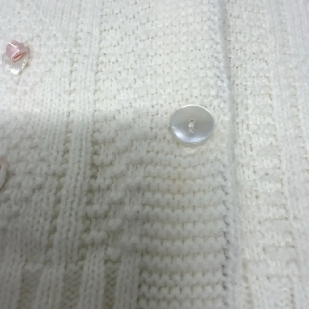 Vintage Julius Berger Baby Sweater Size ? 18-24 Months Cardigan Satin Roses READ